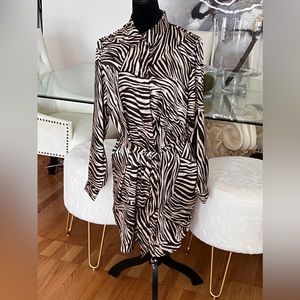 H&M brown and cream animal print tunic - size 14